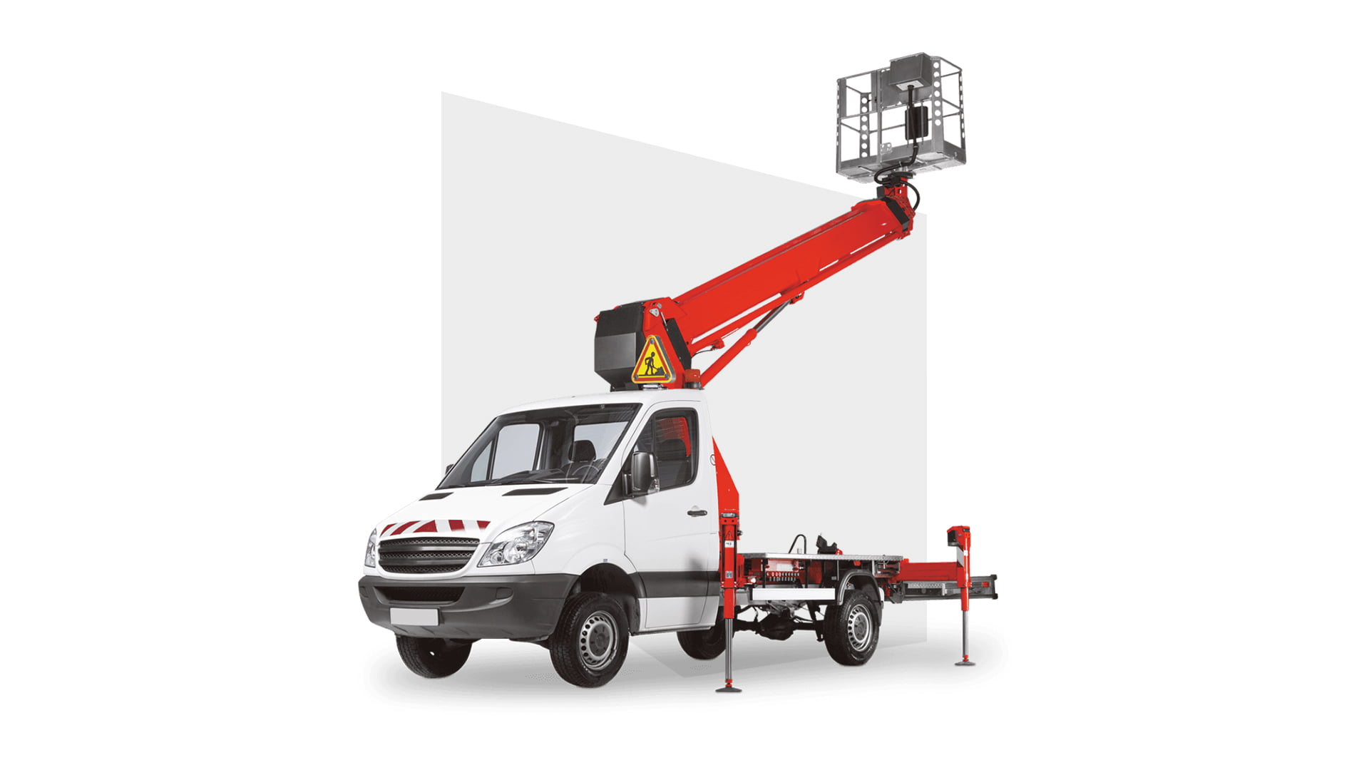 Illustration Camion Nacelle, RAM, 16 mètres, idéal pour les travaux en hauteur, disponible à la location dans votre agence proche de Mulhouse