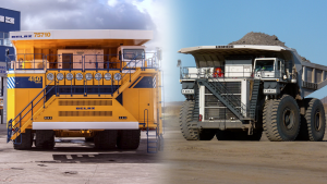 Plus gros camions du monde Les plus gros camions du monde : BelAZ 75710 et Liebherr t 282b