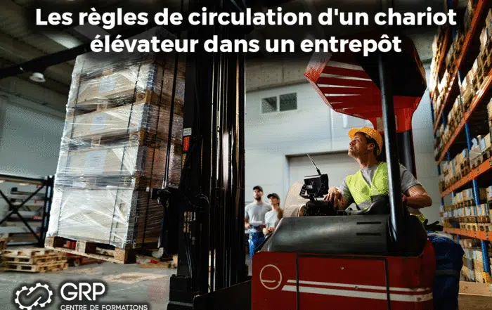 Les règles de circulation d'un chariot élévateur dans un entrepôt